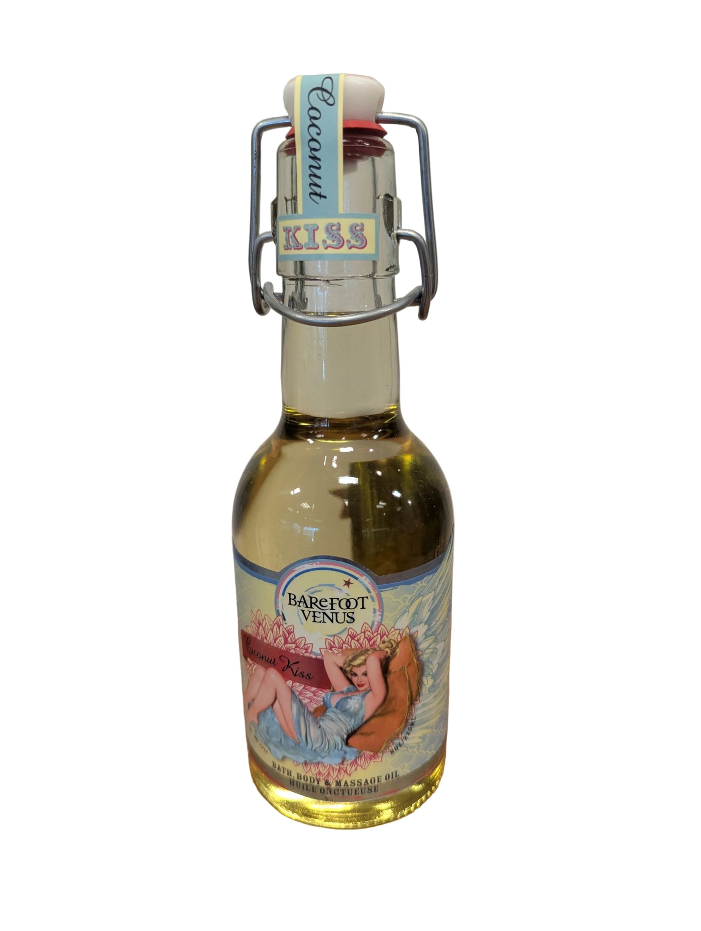 Barefoot Venus Coconut Kiss Massage Oil in Glass Bottle