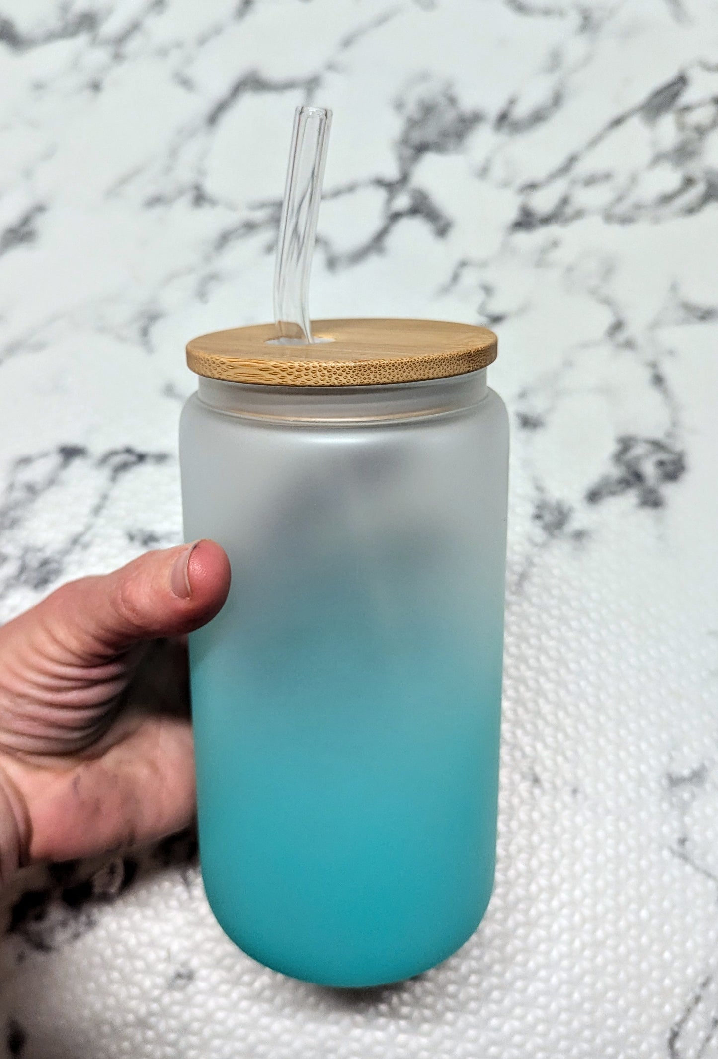 Glass Tumbler With Bamboo Lid And Glass Straw