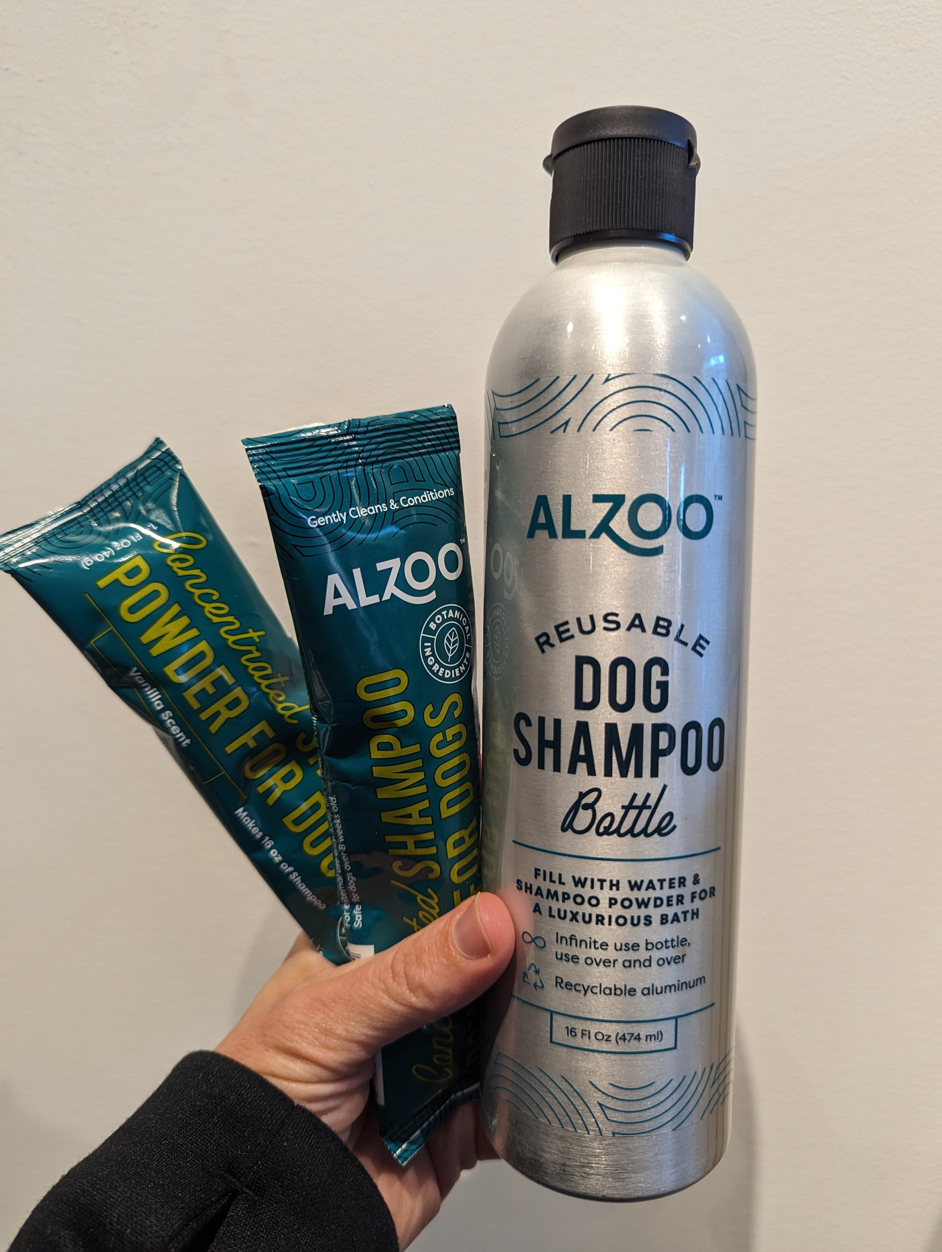 Dog Shampoo Bottle and Powders Set Happy Earth