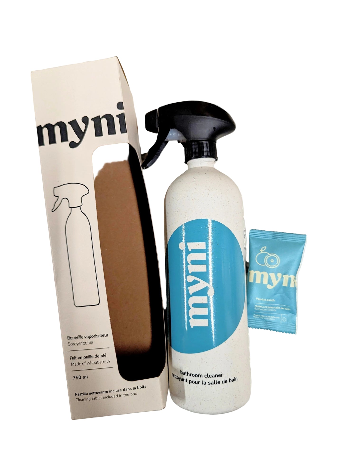 Myni Reusable Wheat Straw Spray Bottle And Bathroom Cleaning Pod