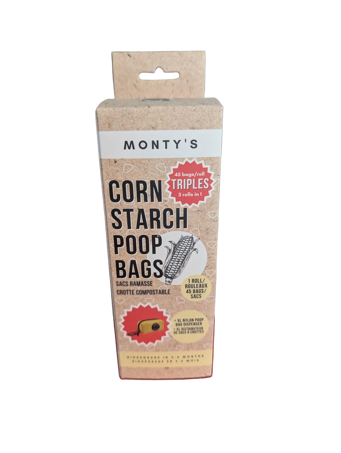 Monty's Corn Starch Poop Bag's Nylon Dispenser For Triple Rolls