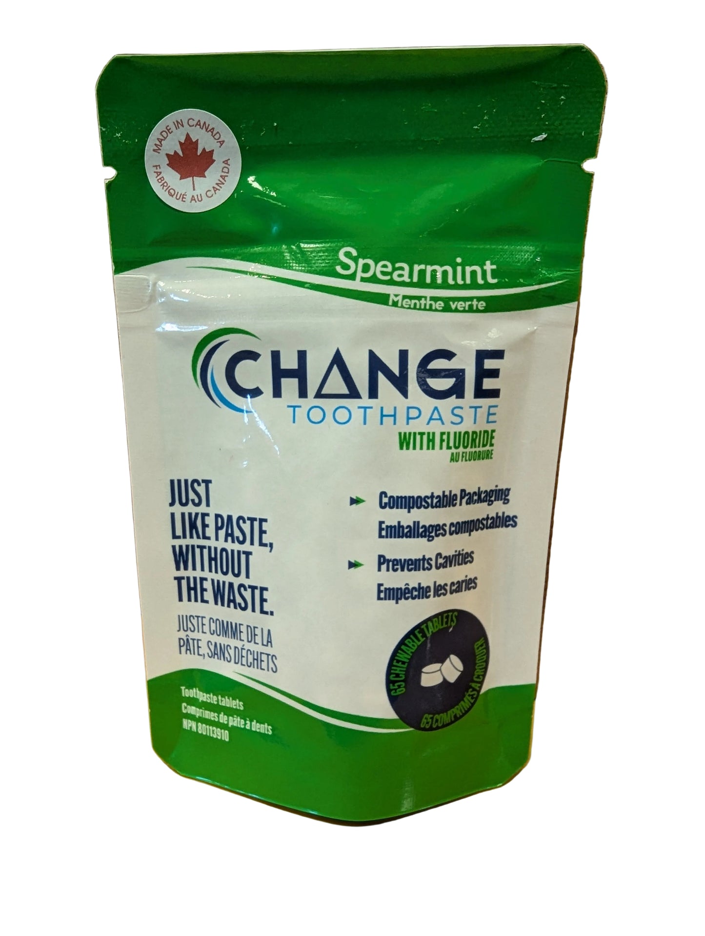 Change Toothpaste Tablets- 65 Pack- Spearmint Flavour
