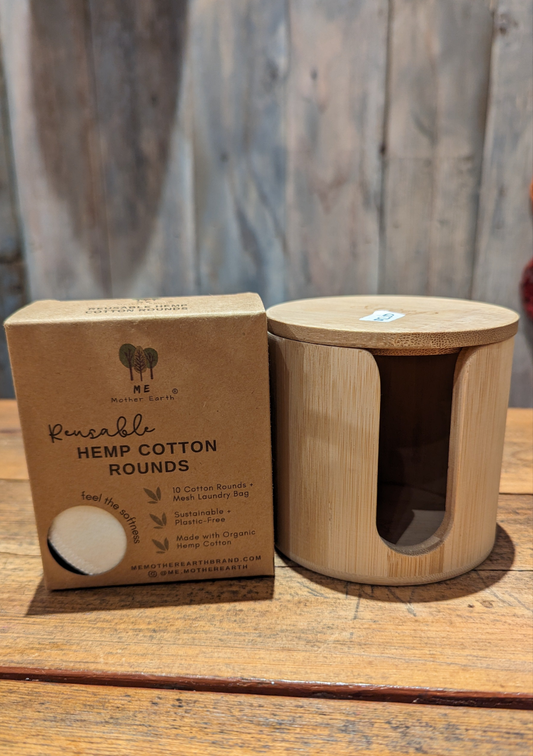 Hemp Facial Rounds and Bamboo Storage Case