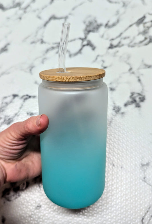 Glass Tumbler With Bamboo Lid And Glass Straw
