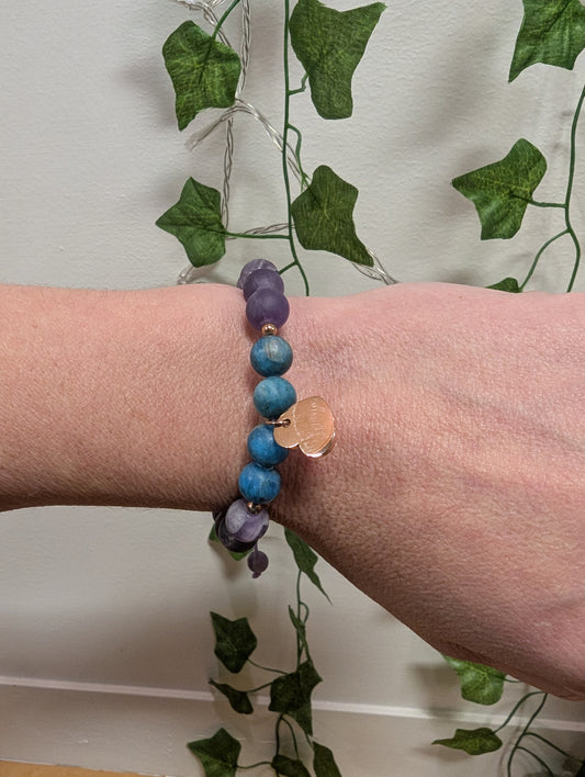 Mana Gallery Drawstring Gem Stone Bracelet-Amethyst and Apatite