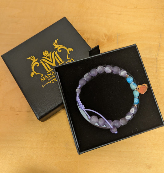 Mana Gallery Drawstring Gem Stone Bracelet-Amethyst and Apatite