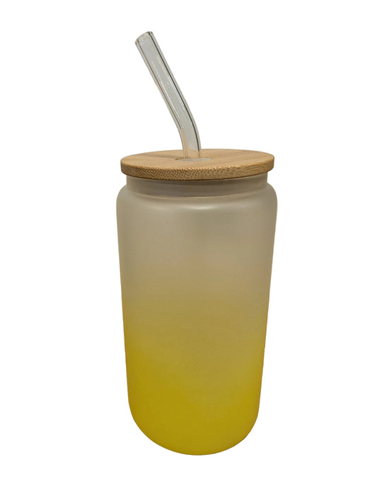Glass Tumbler With Bamboo Lid And Glass Straw