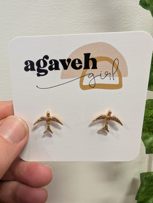 Agaveh Girl Gold Bird Earrings