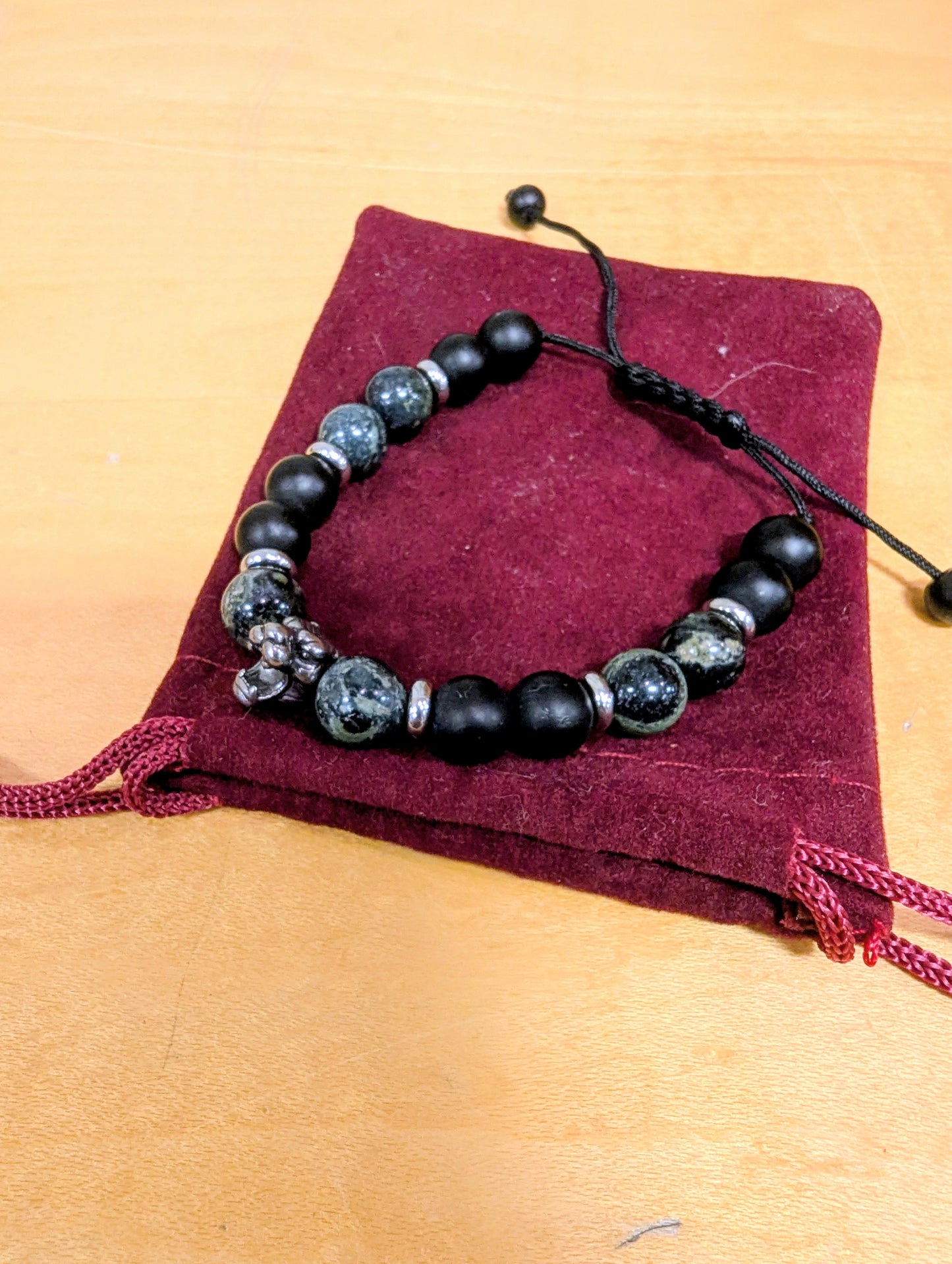 Mana Gallery Drawstring Bracelet with Jasper and Lions Head