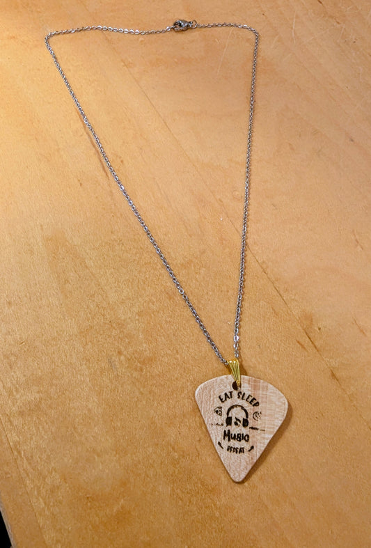 Guitar Pick Necklaces-Eat Sleep Music