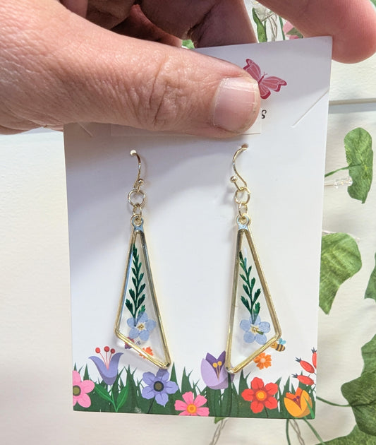 Forget Me Not Dried Flower Earrings