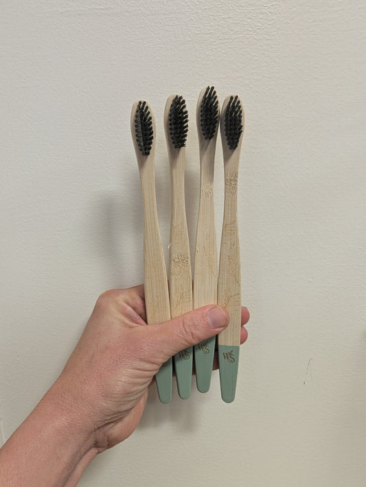 4 Pack Of Bamboo Toothbrushes- Medium Bristles