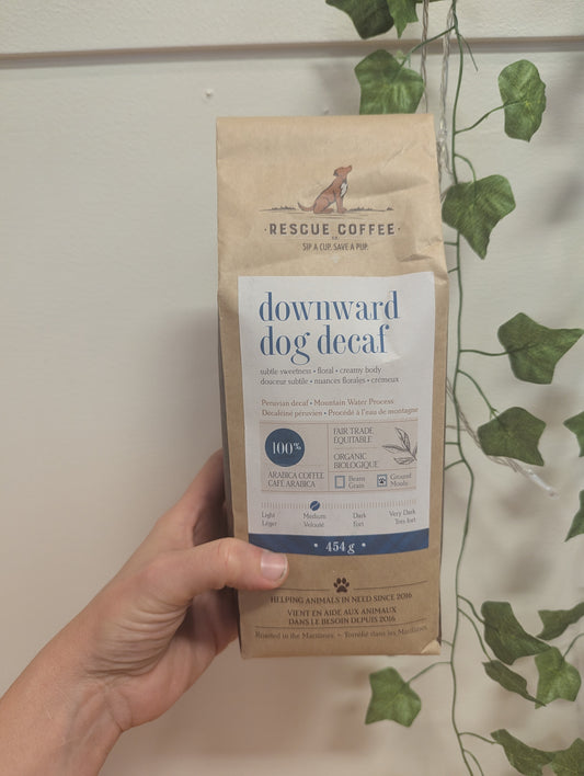 Rescue Dog Decaf Ground Coffee- "Downward Dog" Medium Roast