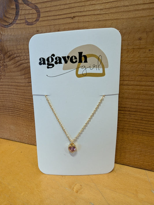 Agaveh Girl Mini Pink Heart Necklace