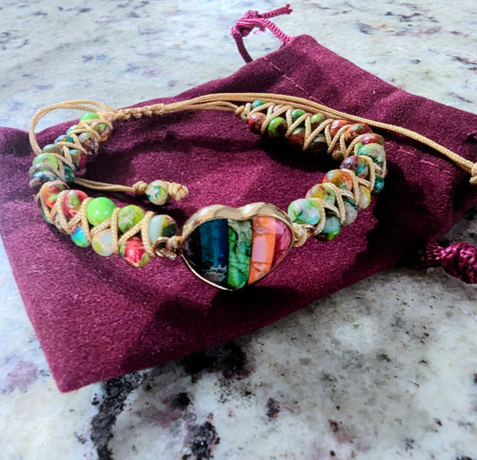 Mana Gallery Gem Stones Heart Bracelet